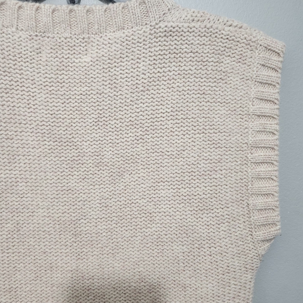 Vintage Pqs Women's Cream Knit Sweater Vest Pure Wool Size M - Picture 5 of 5